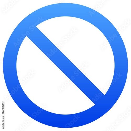 Blue prohibited sign icon for restricted access and system warning