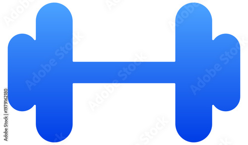 Solid blue barbell icon for fitness training and gym equipment design