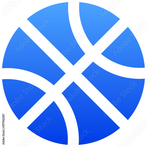 Solid blue basketball icon for sports game and team competition design