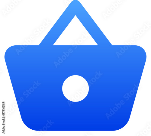 Minimalist blue shopping basket icon for retail store and e-commerce app