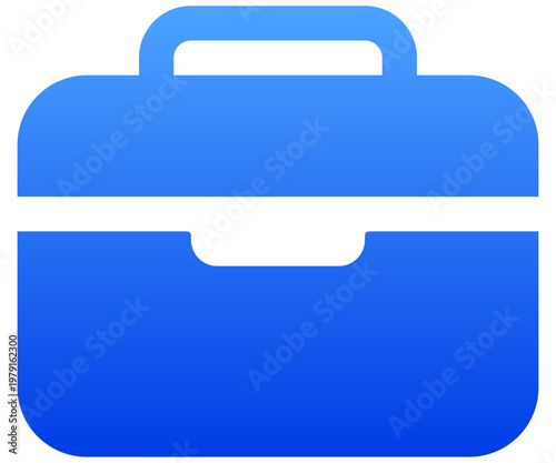 Blue business briefcase icon for work portfolio and career management