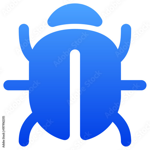 Minimalist blue bug icon for software error reporting and debugging
