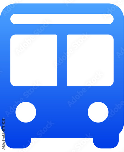 Blue public bus icon for urban transport and travel navigation