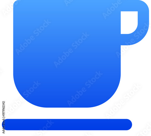 Solid blue coffee cup icon for cafe menu and beverage service