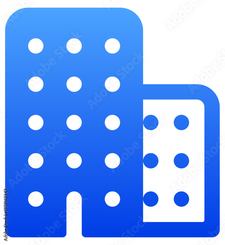 Minimalist blue city building icon for corporate office and real estate