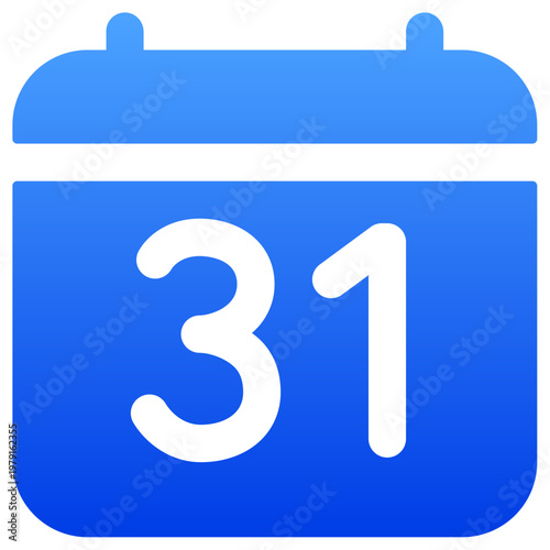 Solid blue monthly calendar icon with date number for schedule reminder
