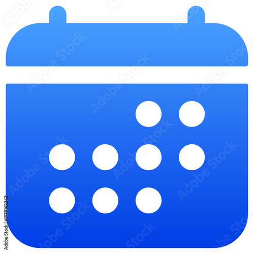 Solid blue calendar icon for event scheduling and date reminder