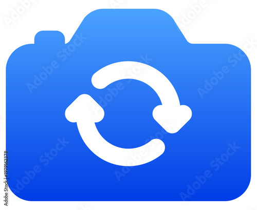 Blue camera flip icon for switching front and back photo mode