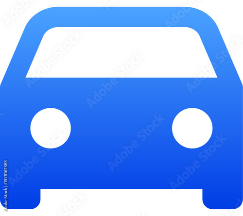 Minimalist blue car icon for urban transport and automotive service