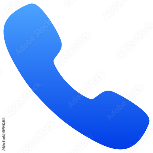 Minimalist blue telephone icon for customer support and phone call