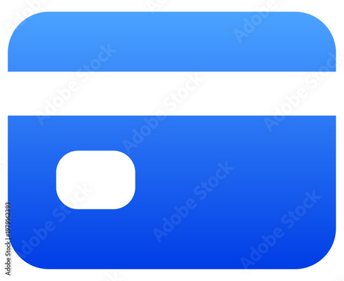 Solid blue credit card icon for financial payment and e-commerce