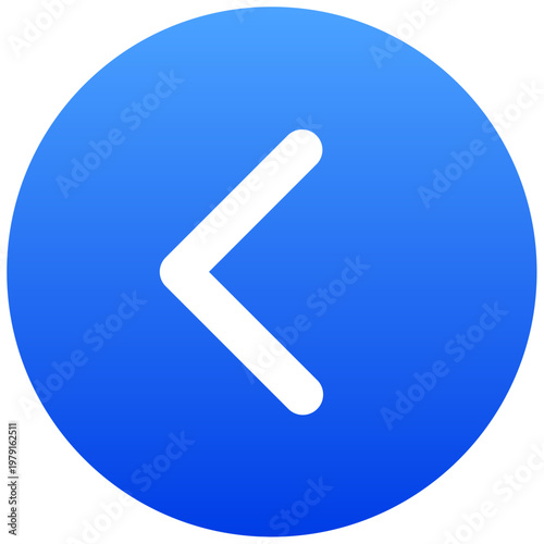 Circular blue back chevron button icon for user interface navigation