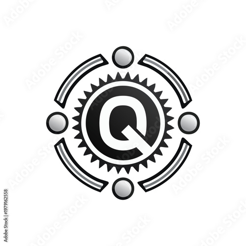 Vector illustration of a magnifying glass and a creative idea icon featuring a 3d gear symbol and technology button to represent a business machine concept for web design and teamwork