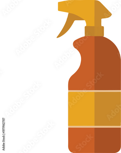 Minimalist flat design vector illustration of a cleaning spray bottle and a folded microfiber cloth representing housekeeping sanitation and professional janitorial services