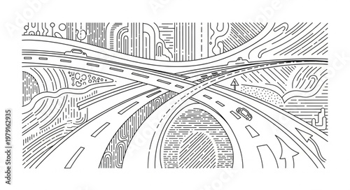Abstract Highway Interchange Illustration.