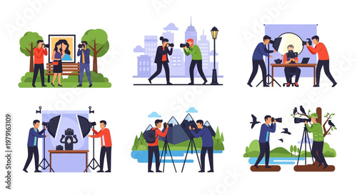 Diverse Photographers Capturing Moments: Studio, City, Nature, Wildlife