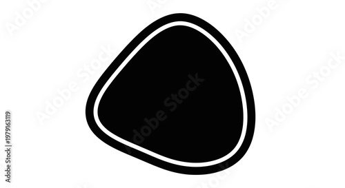 A simple black and white triangular shape on a plain white background.