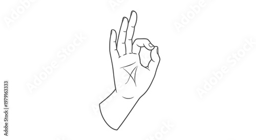 Simple line drawing of a hand with fingers in a specific gesture