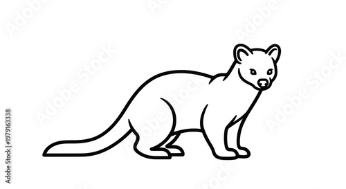 Simple line drawing of a weasel on a white background.