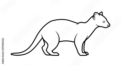 Simple line drawing of a weasel or similar animal in profile view.
