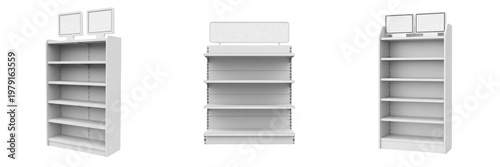 Canvastavla Retail Shelf Display with Blank Signage, Estante de Tienda, Étagère de Magasin,
