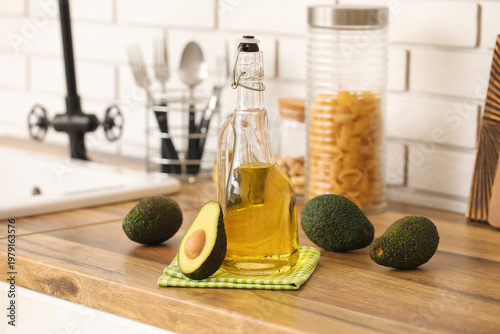 Bottle of fresh avocado oil...
