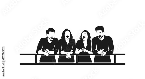 People sitting on a railing.