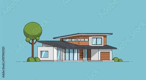 Modern house with brown door and roof 1.