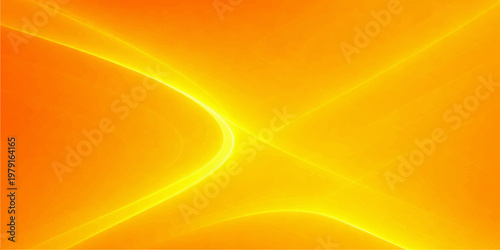An abstract orange background with flowing waves features a vibrant yellow vector design and gold motion lines, creating a bright summer wallpaper with fire-like energy and artistic curves