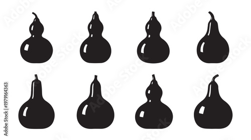 Assorted Gourd Silhouettes Against White for Organic Design Concepts
