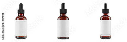 Tableau sur toile Dropper Bottle with Blank Label Mockup, Botella con Cuentagotas, Flacon Compte-g