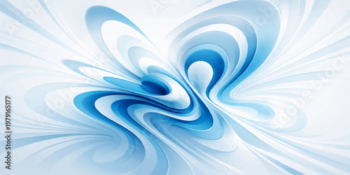 Abstract blue floral background with a swirl wave design featuring vector water patterns and liquid spiral curves for a decorative ocean art wallpaper