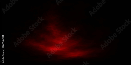 An abstract fire background with smoke blends vibrant orange and red sunset clouds into a beautiful nature landscape during a stormy dusk