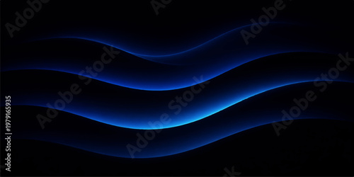 Dynamic blue waves with flowing light and smoke patterns create a smooth fractal motion design on a dark textured backdrop featuring purple curves and elegant energy lines for an artistic wallpaper