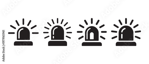 Warning Light and Siren Vector Icons. on White Background for Alert and Emergency Signals.