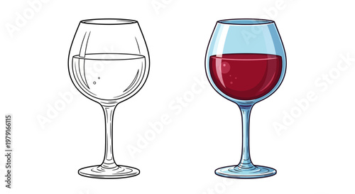Red Wine vs White Wine: Two Glasses, One Full of Red, One Empty