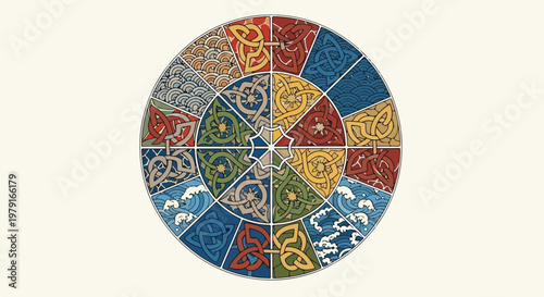 Colorful Mosaic Circle Design Pattern.