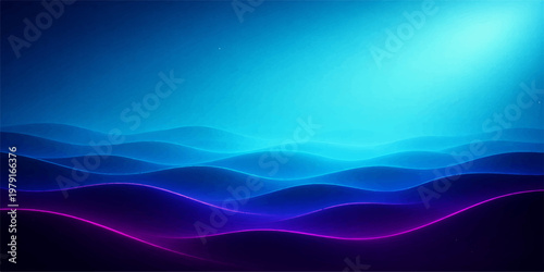 Abstract blue wave background featuring a smooth flowing motion of light and gradient curves in a creative fractal design illustration