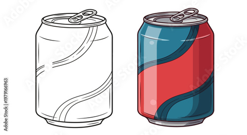 Soda Can Outline and Colored Version