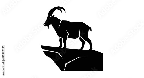 Black silhouette of mountain goat.