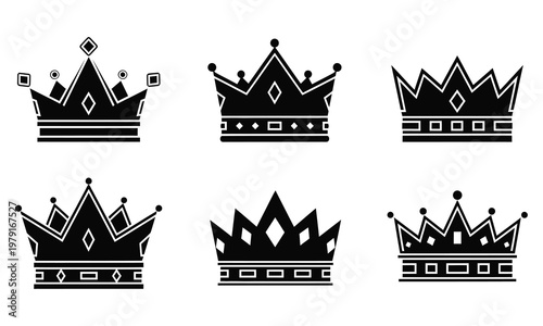 Black and white crown collection regal symbols of power and authority