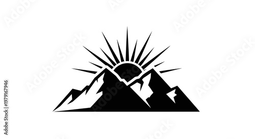 Sunrise Over Majestic Mountains Silhouette, Nature's Awakening