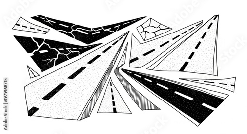 Abstract Roads Network Illustration.