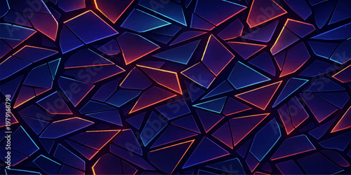 A futuristic abstract geometric pattern featuring yellow 3d triangular polygons and diamond shapes creates a seamless vector mosaic illustration for a stylish web wallpaper design backdrop