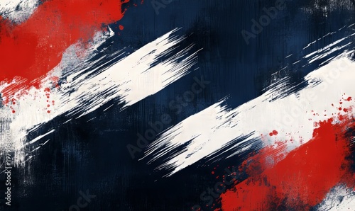 A navy blue, white and red brush stroke pattern with large diagonal lines, creating an abstract background for sportsthemed designs or branding, Generative AI