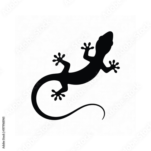 Black silhouette of a lizard clinging to a surface viewed from below
