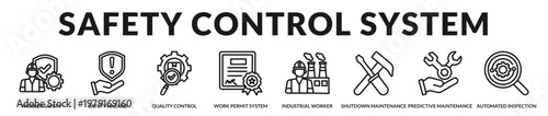 A banner focused on workplace safety, hazard prevention, and industrial compliance systems in Lineal Icon Style