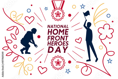 NATIONAL HOME FRONT HEROES DAY vector illustration isolated on white background