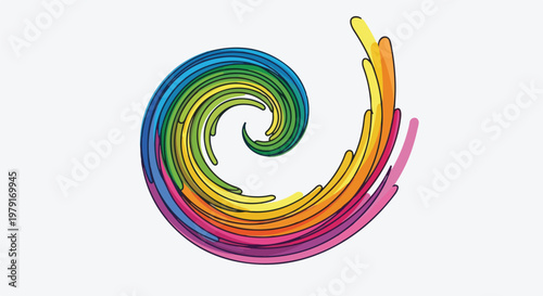 Rainbow Spiral Design Element Swirling Colors.