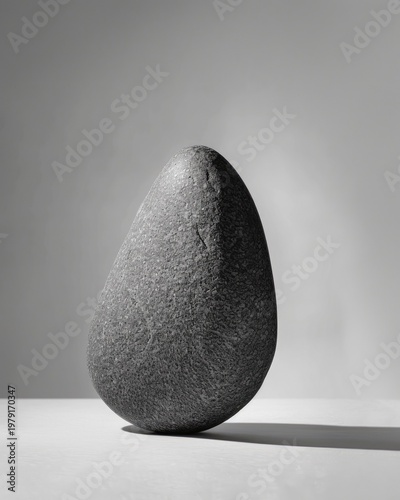 Monochromatic Still Life of a Single Avocado with Dramatic Lighting and Shadows.